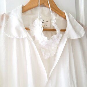 Agnes B. Paris Women White Boxy Blouse Long Sleeve / EU 38